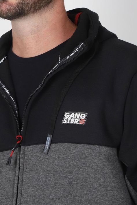 Polerón Full Zipper Fleece Nitty Negro Gangster-2