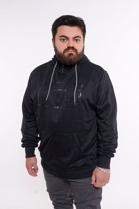 Plus Poleron Full Zipper Sili Negro Gangster-0