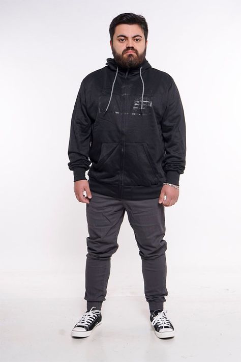 Plus Poleron Full Zipper Sili Negro Gangster-4