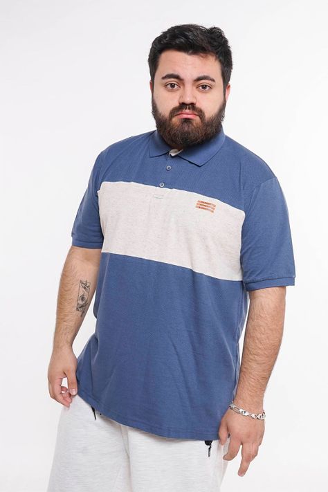 Plus Polera Cuello Destroy Azul Gangster-0