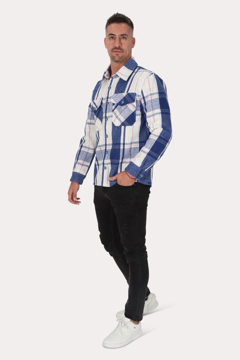 Chaqueta Overshirt Franela Timberford Azul Gangster-3