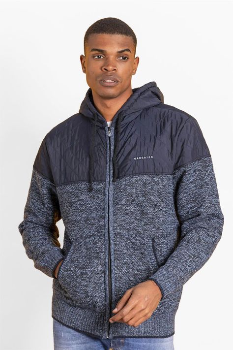 Chaleco Sherpa Full Zipper Distinguish Azul Gangster-0