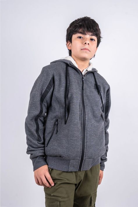 Teen Polerón Fullzipper Sherpa Shine Gris Gangster-0