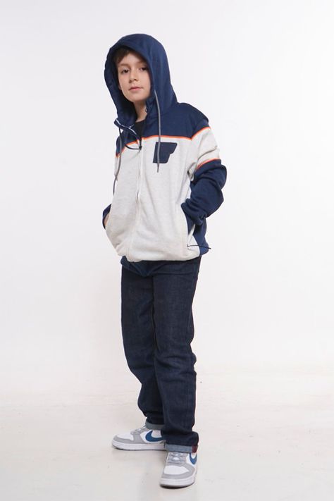 Teen Poleron Fullzipper FrenchTerry Evolution Azul Gangster-3