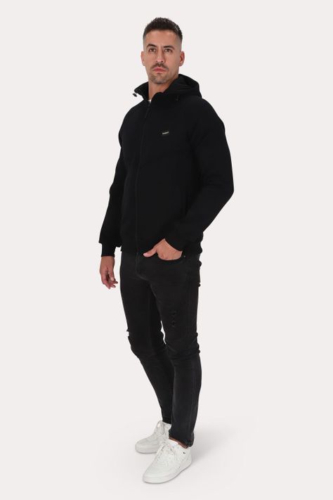 Poleron Full Zipper Fleece Route Negro Gangster-3