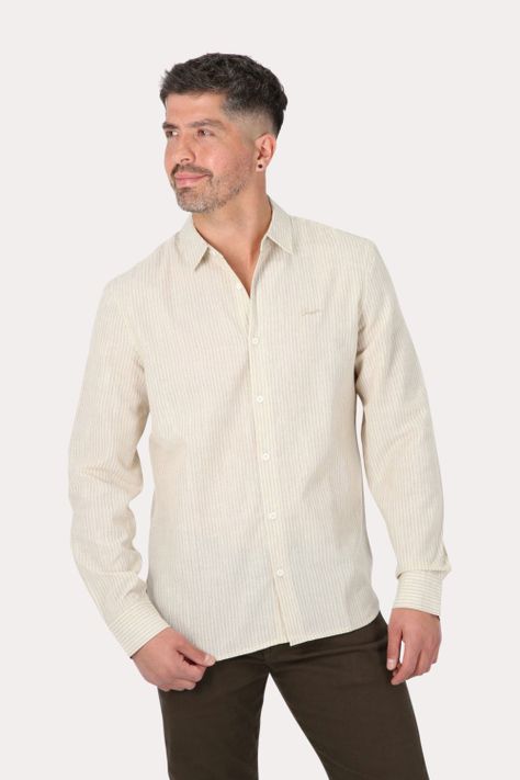 Camisa ML Fake Linho Tucuma Beige Gangster-0