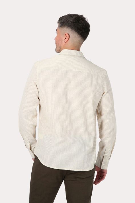 Camisa ML Fake Linho Tucuma Beige Gangster-1