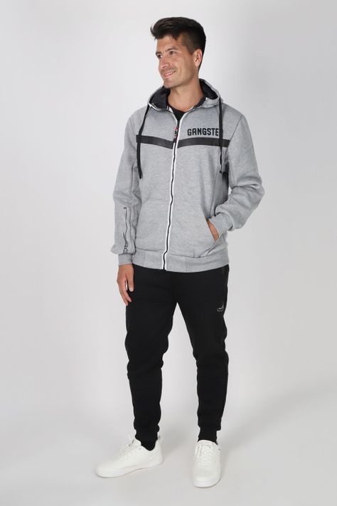 Poleron Full Zipper Cozy Gris Gangster-3