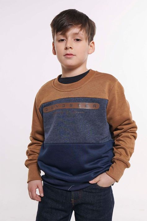 Teen Poleron Crew Front Logo Mostaza Gangster-0