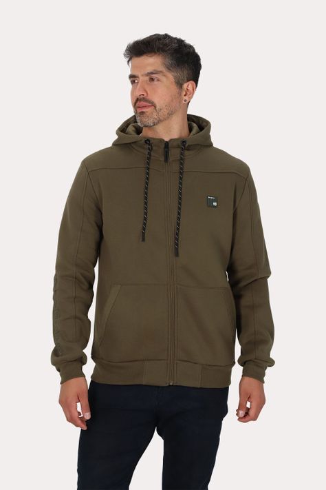 Poleron Full Zipper Fleece Block Verde Gangster-0