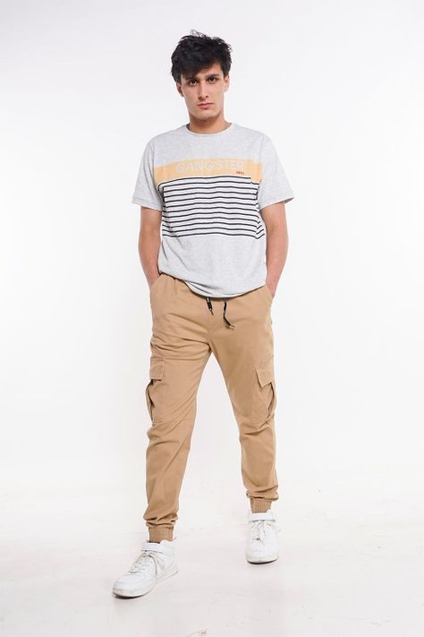 Pantalon Jogger Canvas Parachute Café Gangster-3