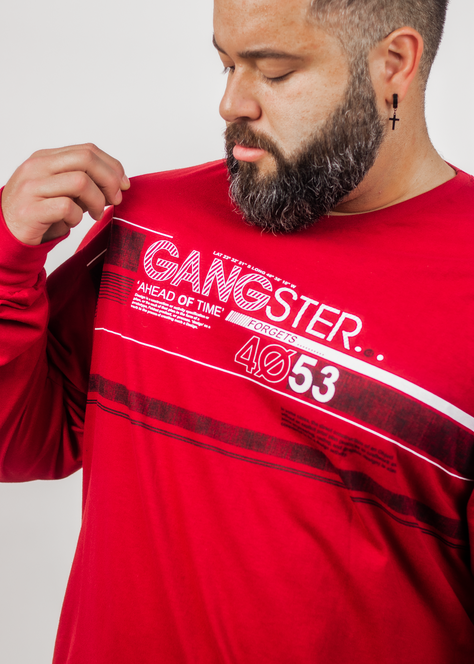 Plus Polera Manga Larga Time Rojo Gangster-3