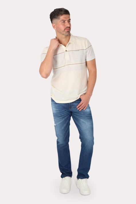 Polera Mc Polo Yard Dye Conquest Blanco Gangster-3