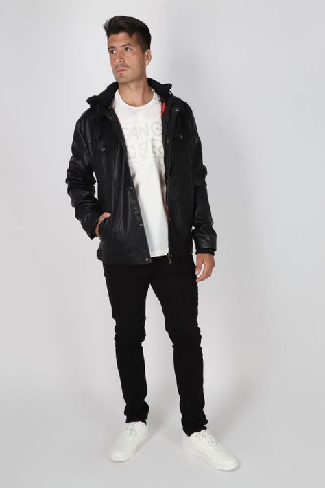 Chaqueta PU Boxer Negro Gangster-3