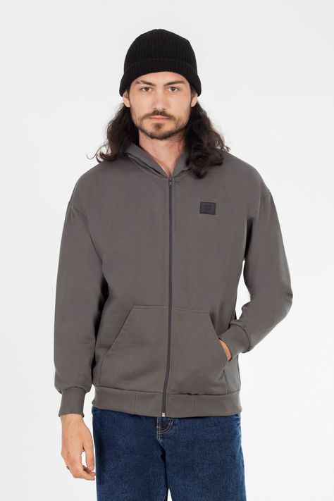 Poleron Full Zipper Fleece Peace  Gris Overcore-0