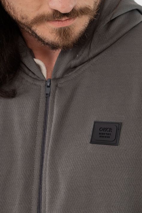 Poleron Full Zipper Fleece Peace  Gris Overcore-2