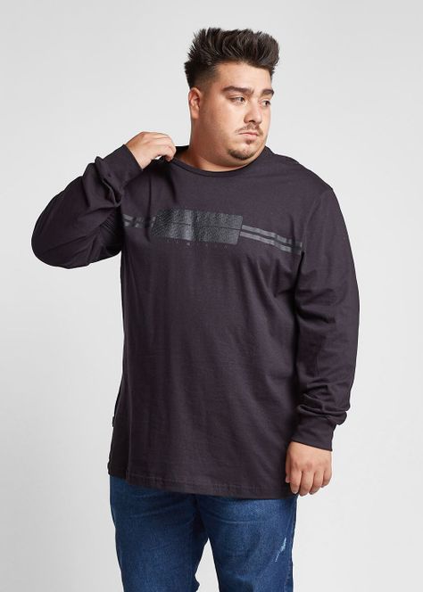 Plus Polera Manga Larga Allb Negro Gangster-0