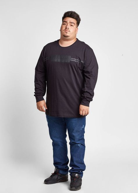 Plus Polera Manga Larga Allb Negro Gangster-3