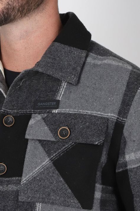 Chaqueta Franela West Negro Gangster-2