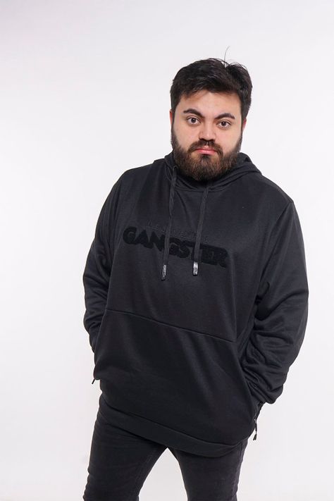 Plus Poleron Hoodie Core Negro Gangster-0