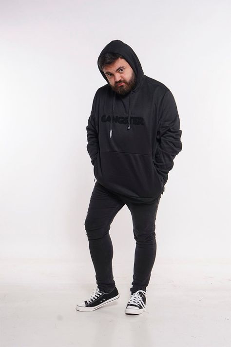 Plus Poleron Hoodie Core Negro Gangster-3