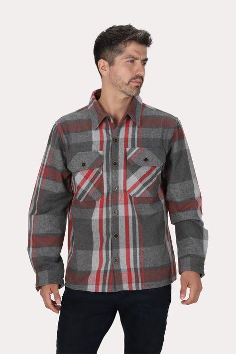 Chaqueta Overshirt Franela Ruston Gris Gangster-0