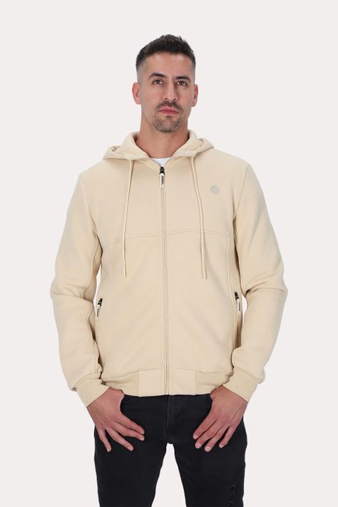Poleron Full Zipper Fleece Daily Beige Gangster-0