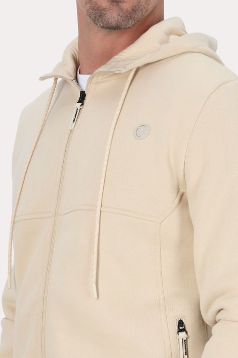 Poleron Full Zipper Fleece Daily Beige Gangster-2