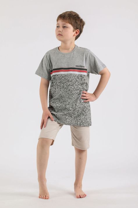 Teen Polera Mc Básica Stridots Gris Gangster-3