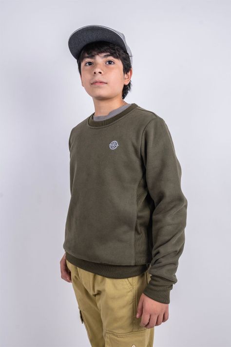 Teen Polerón Crew Fleece Crucial Verde Gangster-0