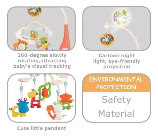 Móvil Cuna Bebe Con Control Remoto Animales 668-214-4