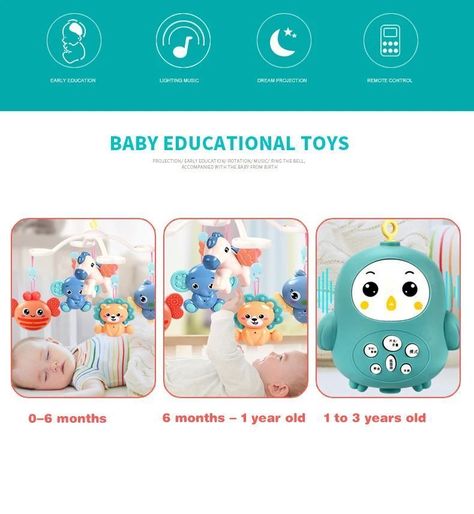 Móvil Giratorio Para Cuna De Bebe Con Luz y Sonido-7