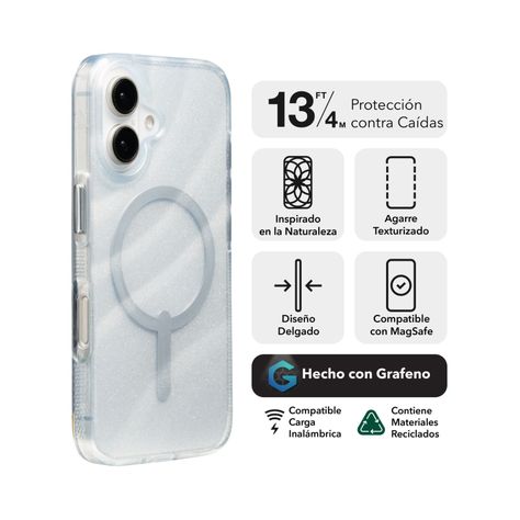 Funda Milan Snap Magsafe iPhone 16 Zagg blanco glitter-1
