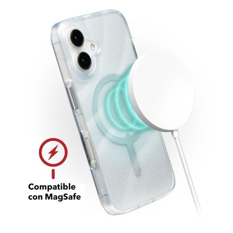 Funda Milan Snap Magsafe iPhone 16 Zagg blanco glitter-4
