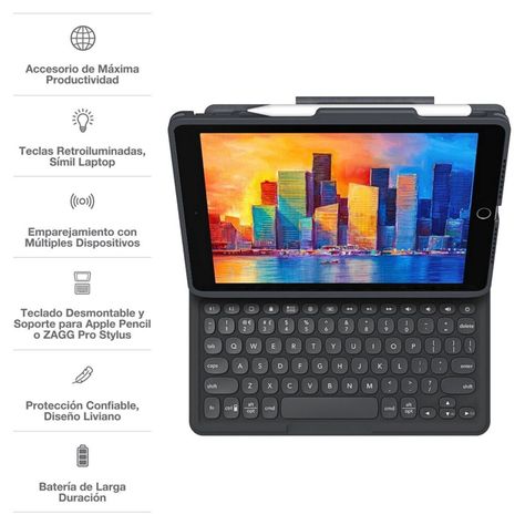 Funda Con Teclado Pro Keys Para iPad 10.2 Zagg-3