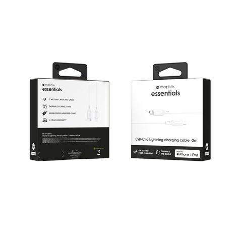 Cable USB-C a Lightning 2m 60W Mophie Blanco-5