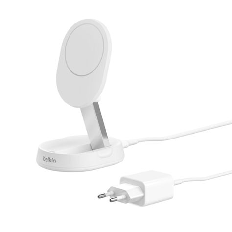 Base de carga 2 en 1 inalámbrica plegable Qi2 15 W Blanca-0