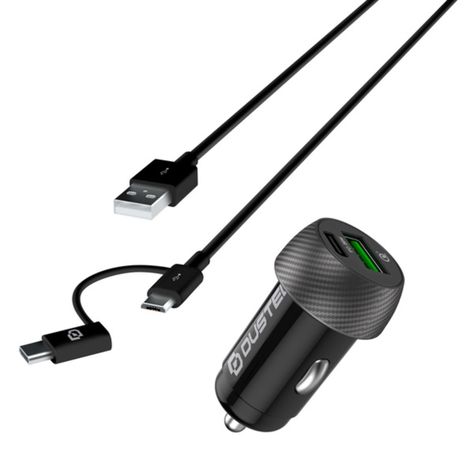 Cargador De Auto Carga Rapida De 20w Con Cable 2en1 Dusted-1