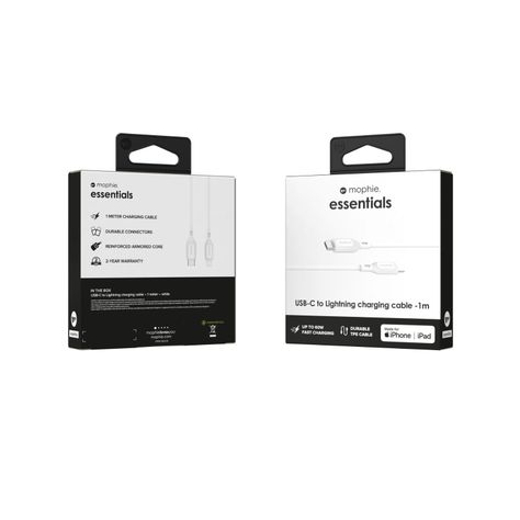 Cable USB-C a Lightning 1m 60W Mophie Blanco-5