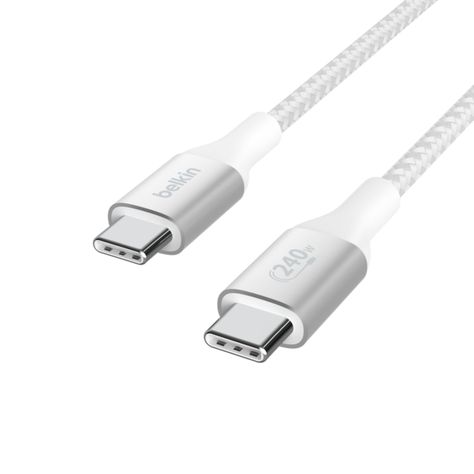Cable USB-C a USB-C 240W de 2.0 Mt trenzado Belkin Blanco-1