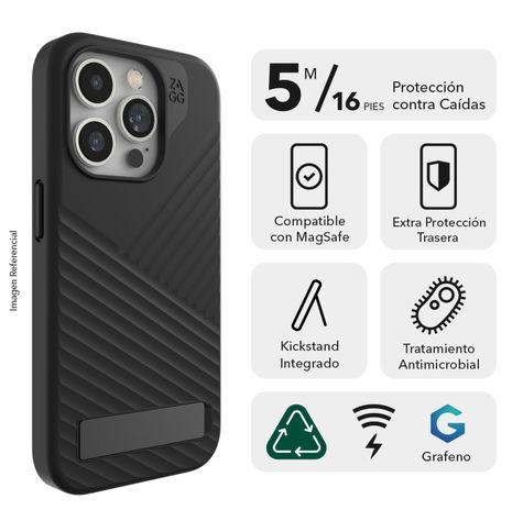 Carcasa ZAGG Denali Snap con Kickstand iPhone 15 Pro Negro-2