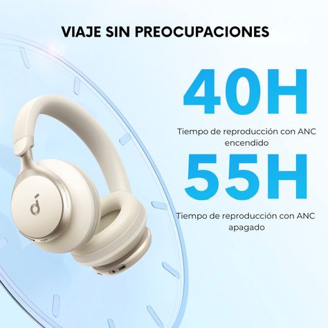 Audifono Over Ear Noise Cancelling Space One Soundcore Crema-7