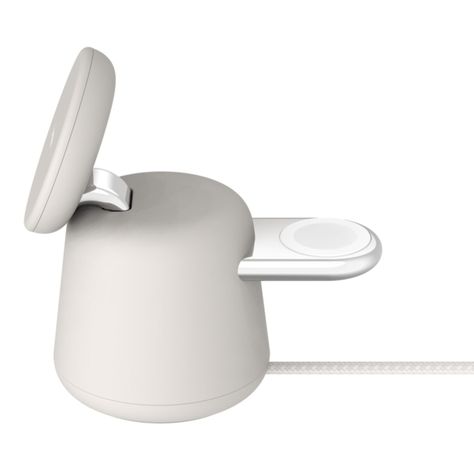 Base de carga 2 en 1 inalambrica Qi2 Belkin blanca-1