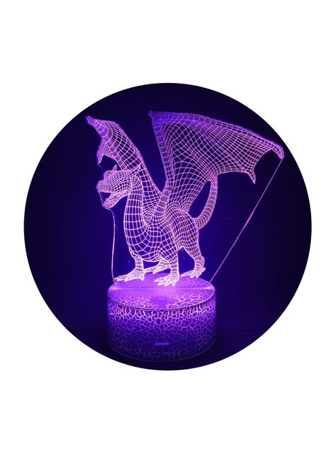Lámpara Led 3d Dragon de Fuego Base Agrietada-0