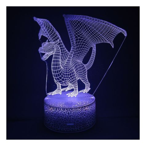 Lámpara Led 3d Dragon de Fuego Base Agrietada-1