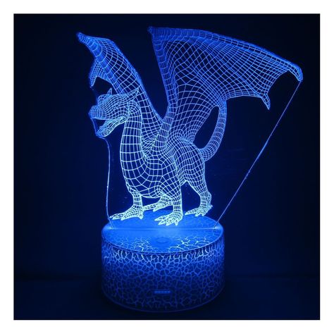 Lámpara Led 3d Dragon de Fuego Base Agrietada-2