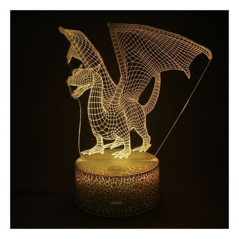 Lámpara Led 3d Dragon de Fuego Base Agrietada-3