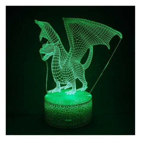 Lámpara Led 3d Dragon de Fuego Base Agrietada-4