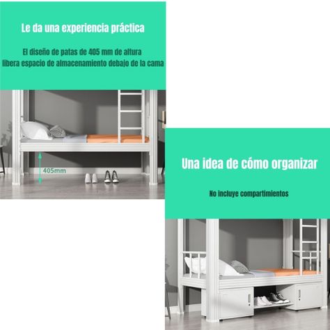 Camarote Metálico 1 Plaza 200x90x180cm Con Bases LuBabycas-6