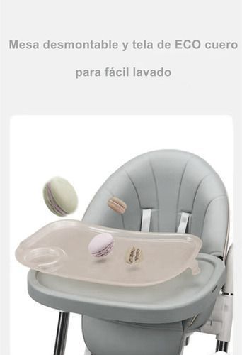 Silla De Comer Lubabycas Plegable Con Ruedas Gris-2